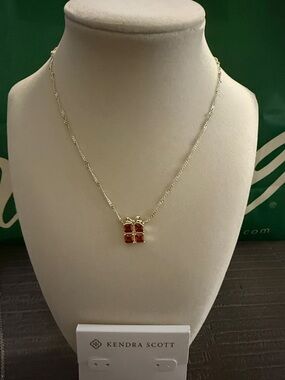 Kendra Scott Gold Necklace with Red Crystal Present Pendant